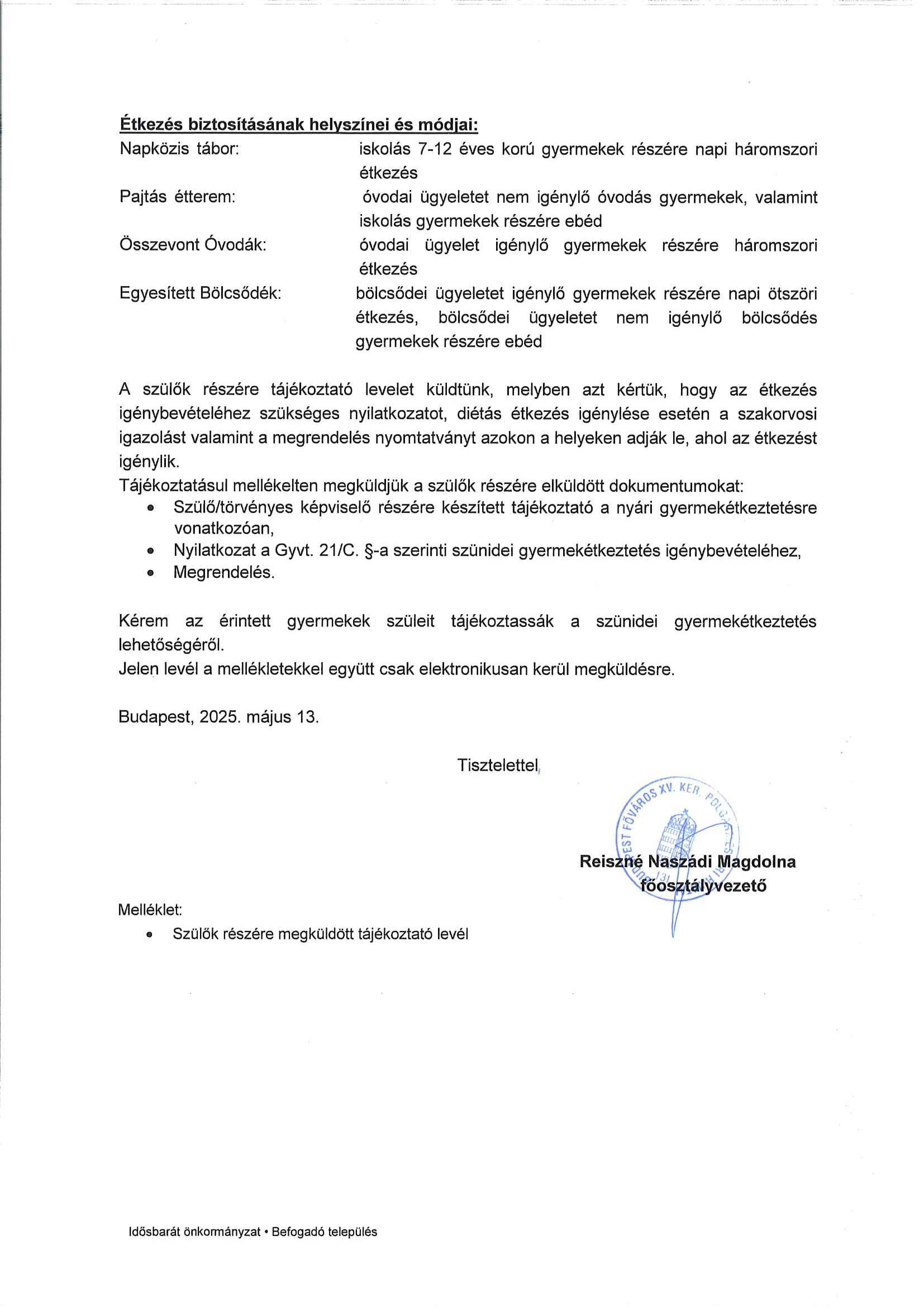 Nyári szüneti étkezés helyszínei és módjai